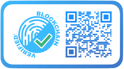 Blockchain Verified trademark logo ensuring trusted IoT and Wirless certification reports