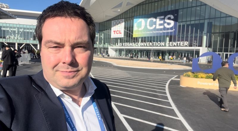 Rick Wesselink at CES 2026 in Las Vegas, highlighting compliance and connectivity challenges for IoT devices